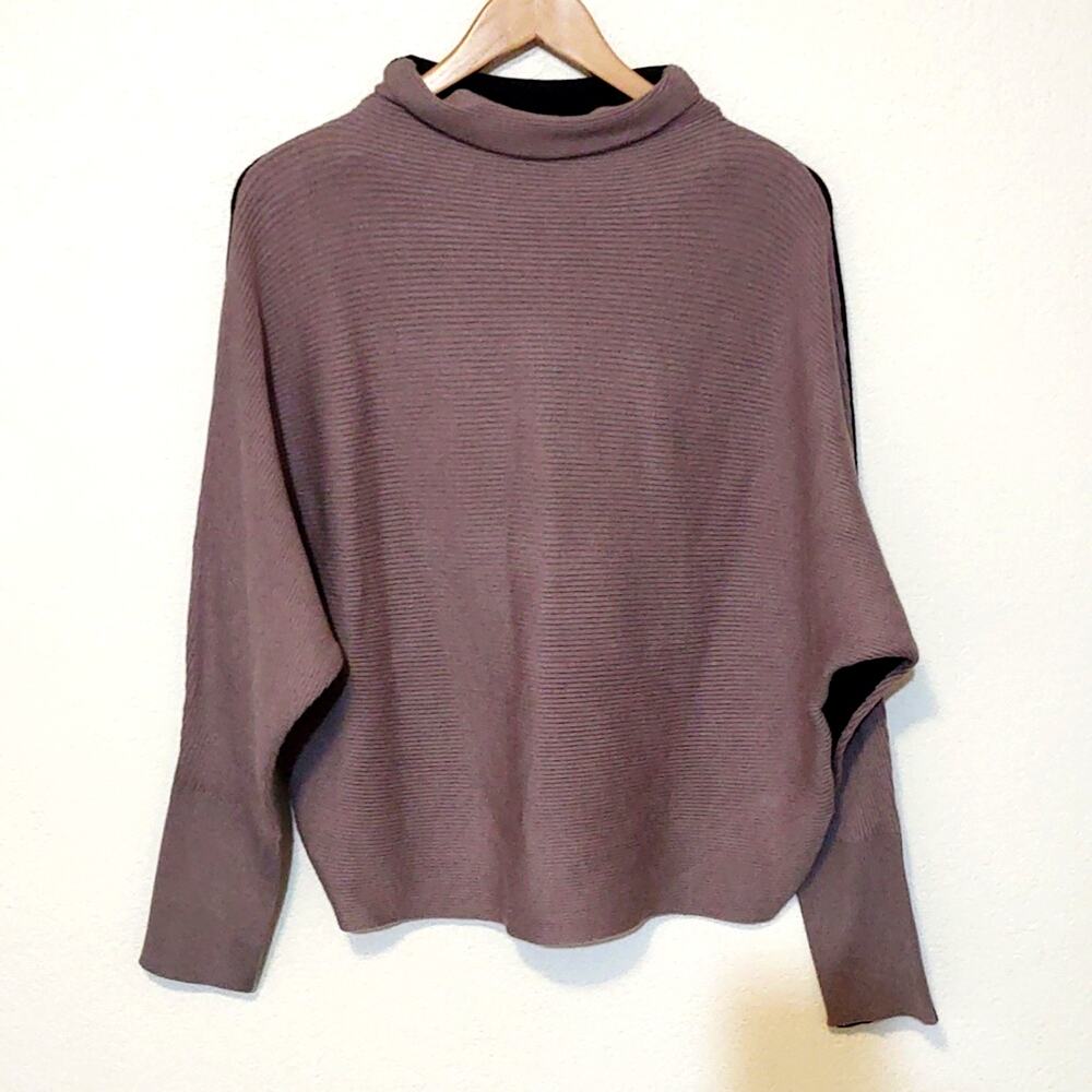 Joan Vass New York mock neck colorblock dolman sweater